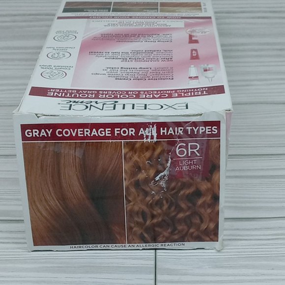 Loreal Excellence Creme Triple Care Color Permanent Hair Color #6R Light Auburn - Picture 3 of 4